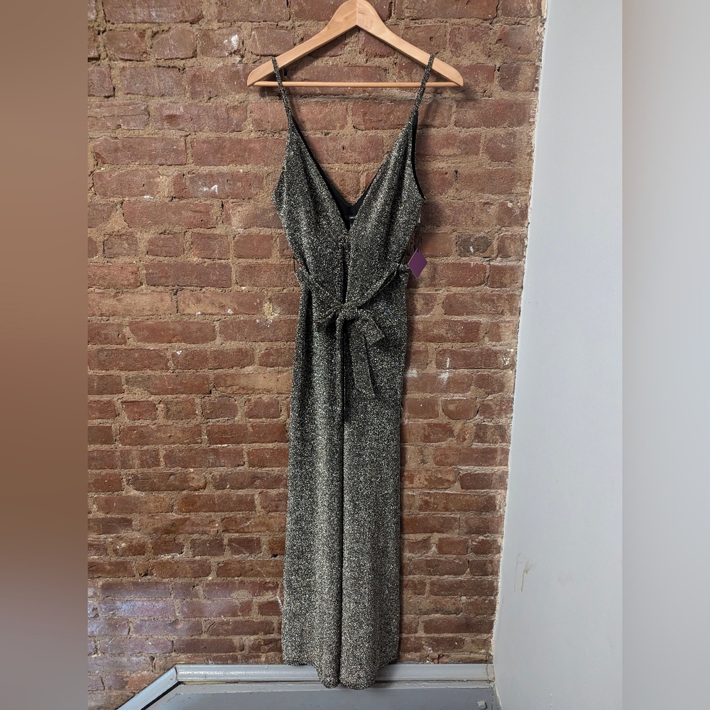 Forever 21 Sparkling Gold Black Party Jumpsuit